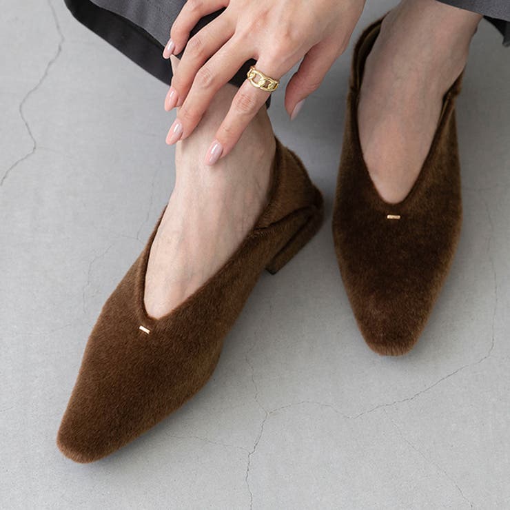 4084ブラウンハラコ調 | パンプス バブーシュ スクエアトゥ | welleg