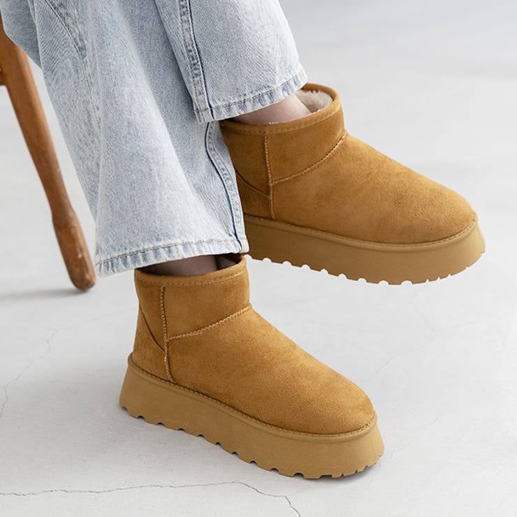 3080キャメルSD | ムートンブーツ 厚底 ボア | welleg