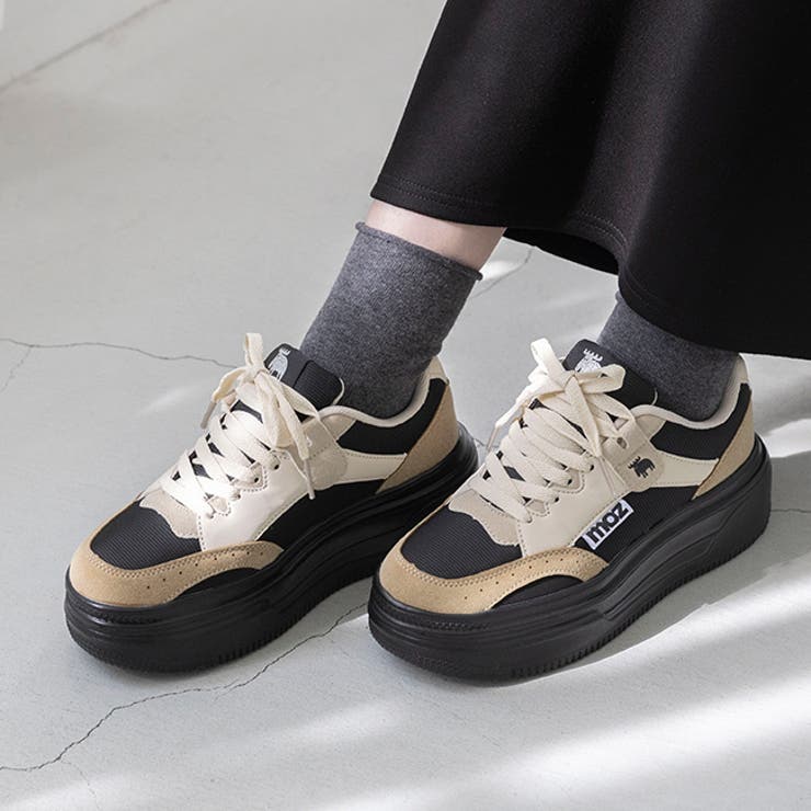 3221ベージュxブラック | モズ moz スニーカー | welleg