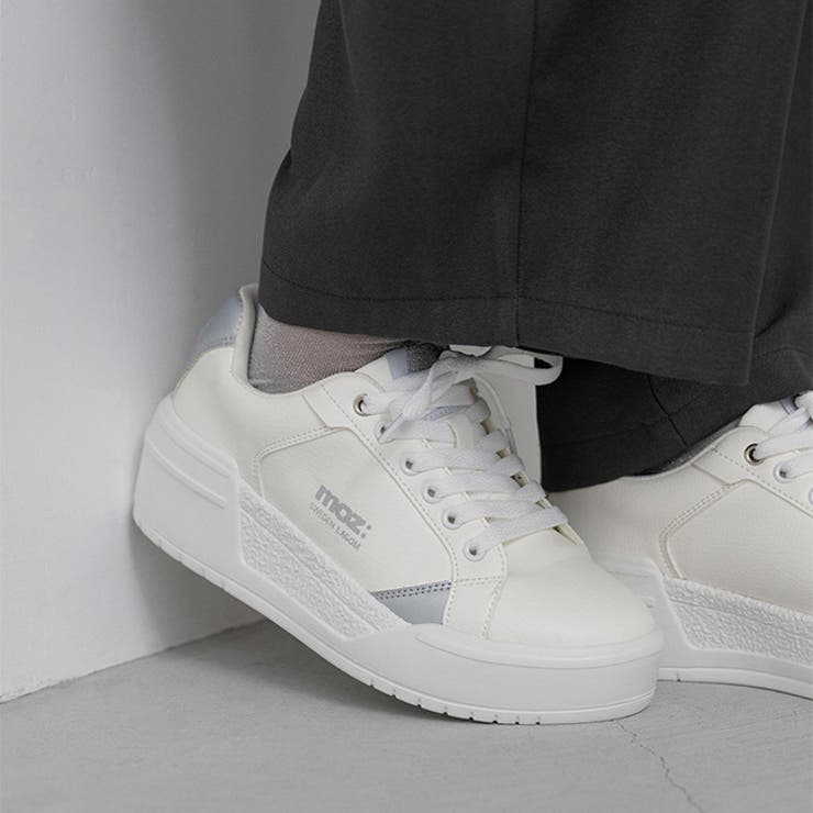 1142ホワイトxシルバーPU | モズ moz スニーカー | welleg