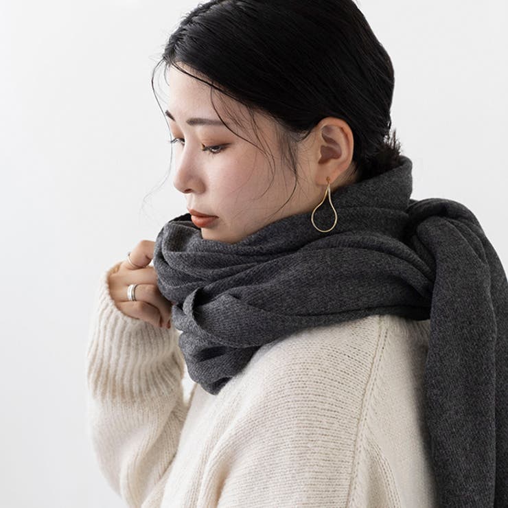 9120ダーク杢グレー | なめらかプレーン 大判ストール マフラー | welleg
