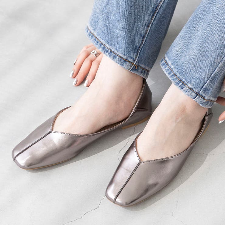 ガンメタリックシーム／スムース調 | パンプス ぺたんこ 2way | welleg