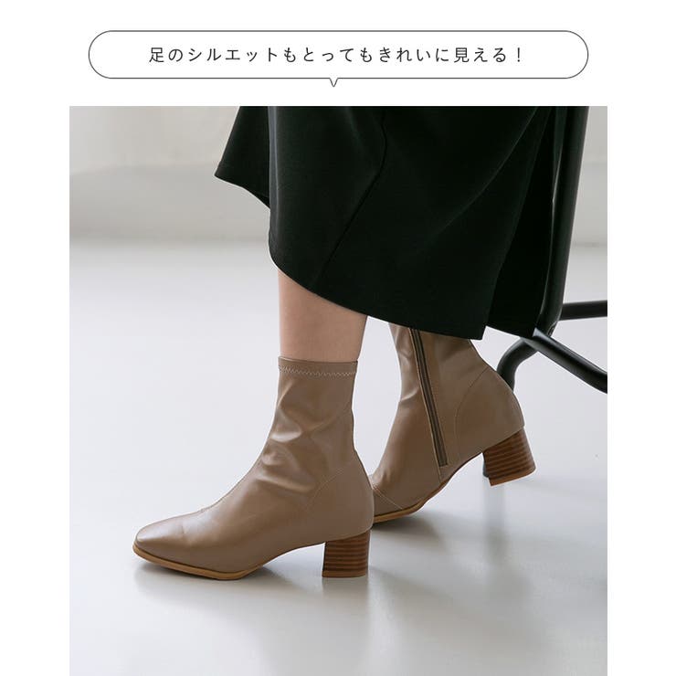 ショートブーツ レディース チャンキーヒール | welleg | 詳細画像9 