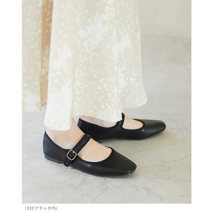 1020ブラックPU | 軽量 ストラップ バレエシューズ | welleg
