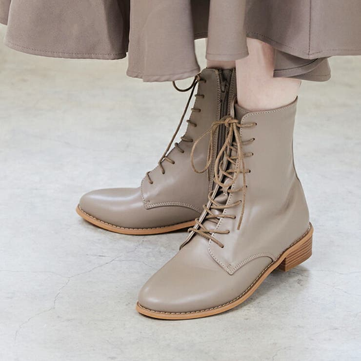 Womens Retro Lace-up Boots Casual Flat Leather Short Ankle Boots Side Zipper Round Toe Shoes PU Leather Arch Support Boots 