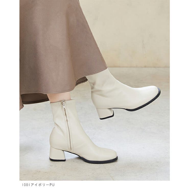 ショートブーツ レディース チャンキーヒール[品番：HSYS0010095