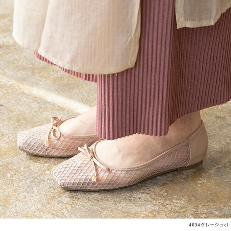 スクエアトゥメッシュバレエシューズ バレエシューズ バレエ