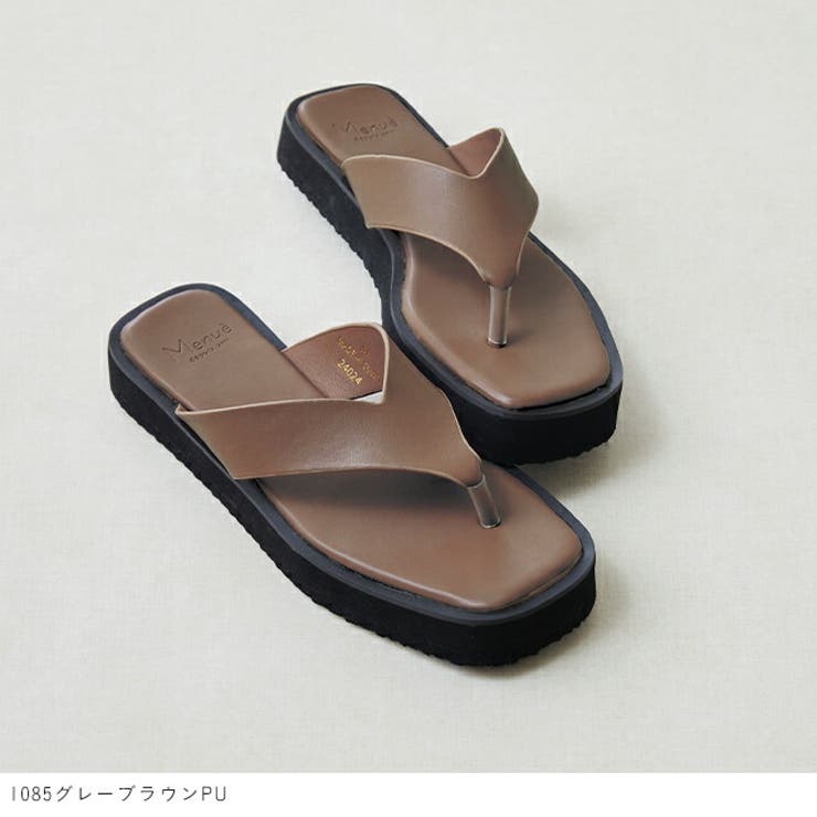 スクエアトゥ厚底トングサンダル サンダル スリッパ[品番