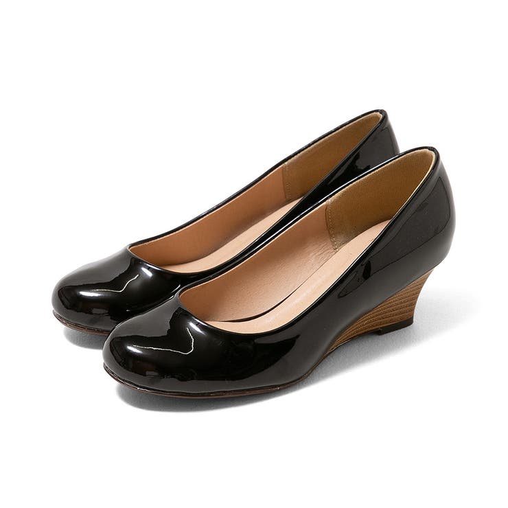 2020ブラックウェッジen | 選べる3タイプ 5cmヒール ラウンドトゥ | welleg