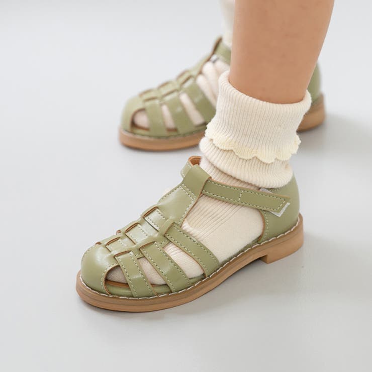 1054グリーンPU | キッズ サンダル グルカサンダル | welleg