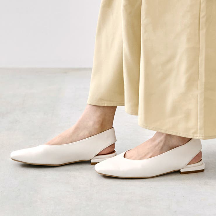 1001アイボリーPU | パンプス フラットシューズ 走れる | welleg
