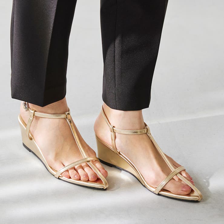 1122ゴールドPU | ストラップサンダル 脱げない レディース | welleg