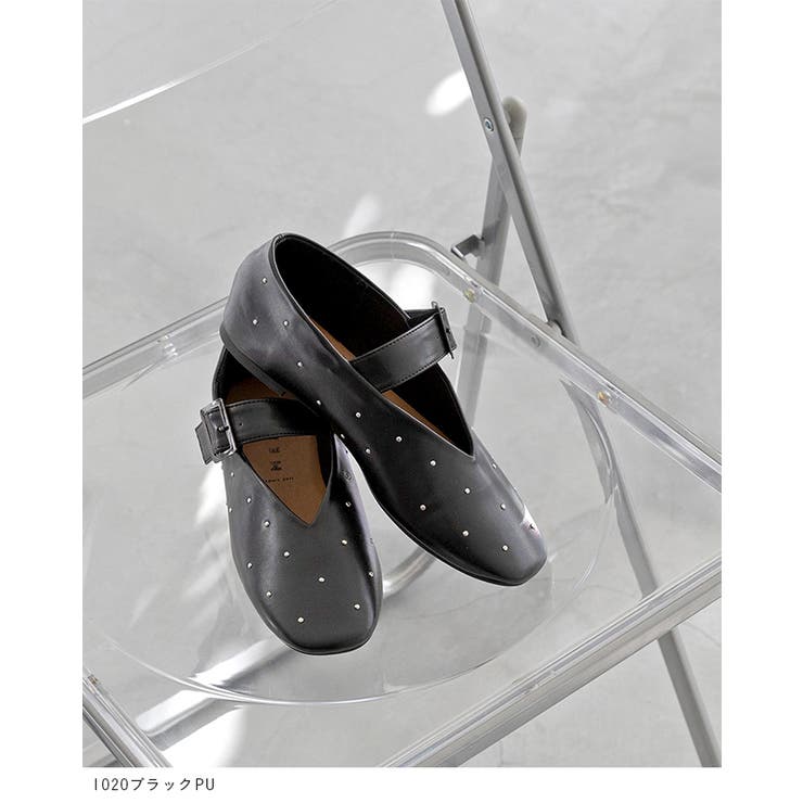 【未使用】MANA パンプス ウイング スタッズ クロコ レディース 23.5 ヴィアンソフティカッターパンプス（350HS112－2060