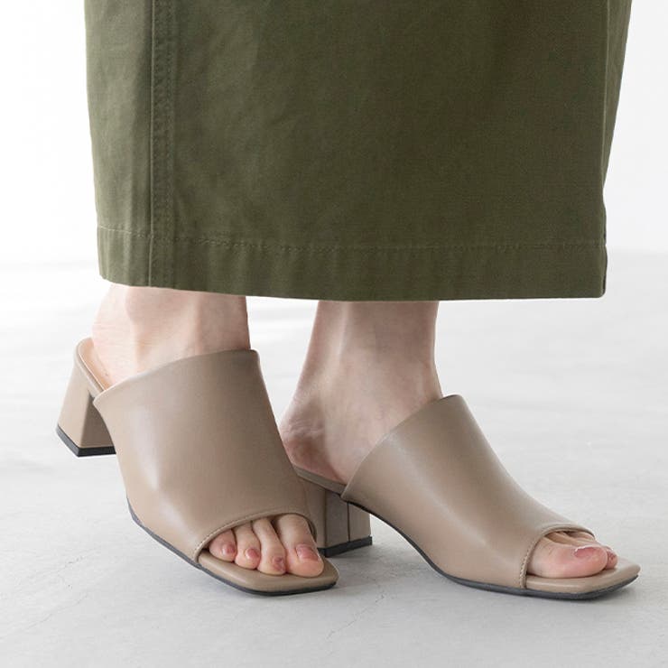 1034グレージュPU | レディース スクエアトゥ ミュール | welleg