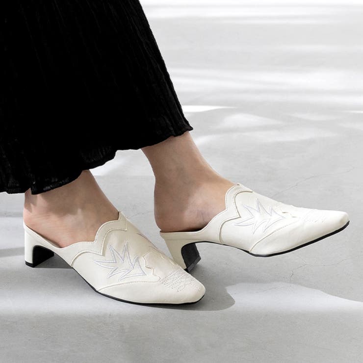 1001アイボリーPU | ミュール サンダル つっかけ | welleg