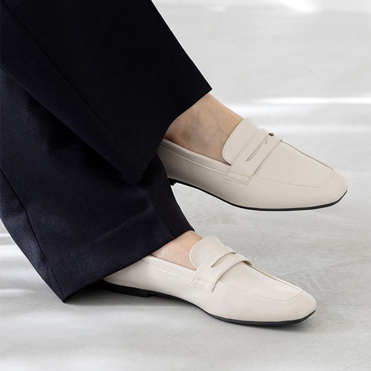 1001アイボリーコインPU | ローファー ぺたんこ靴 履きやすい | welleg
