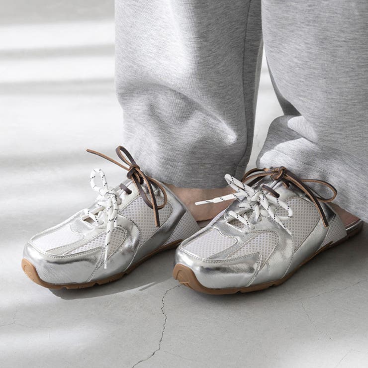 1140シルバーPU | ミュール スニーカー レディース | welleg