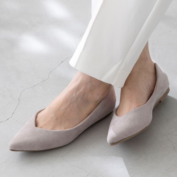 3011ライトグレーsd | ポインテッドトゥ Vカットデザイン ローヒール | welleg