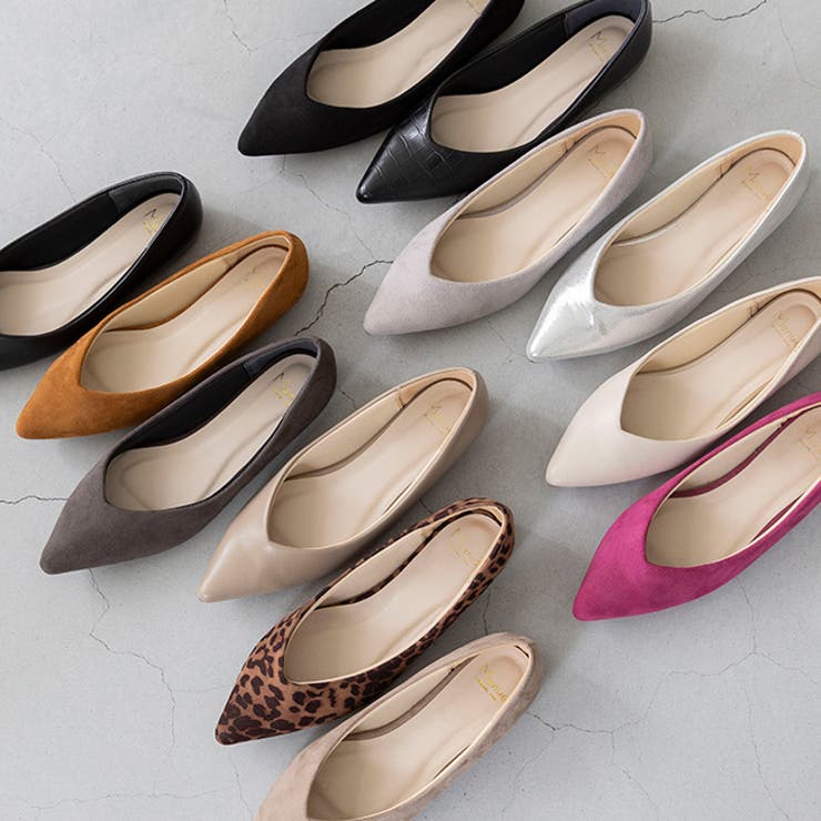 ポインテッドトゥ Vカットデザイン ローヒール | welleg | 詳細画像3 