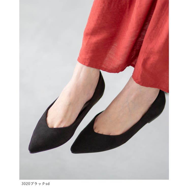 ポインテッドトゥ Vカットデザイン ローヒール | welleg | 詳細画像9 