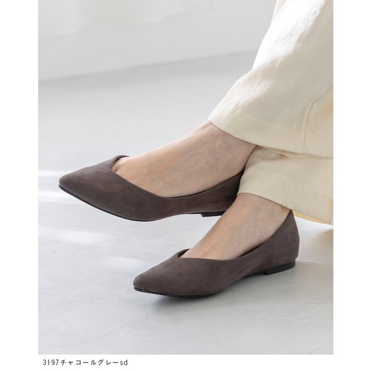 ポインテッドトゥ Vカットデザイン ローヒール | welleg | 詳細画像13 