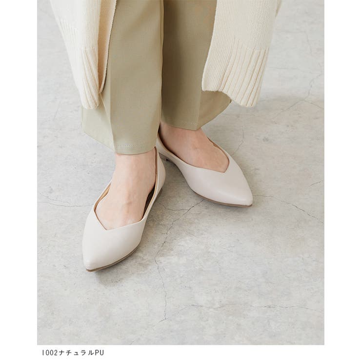 ポインテッドトゥ Vカットデザイン ローヒール | welleg | 詳細画像17 