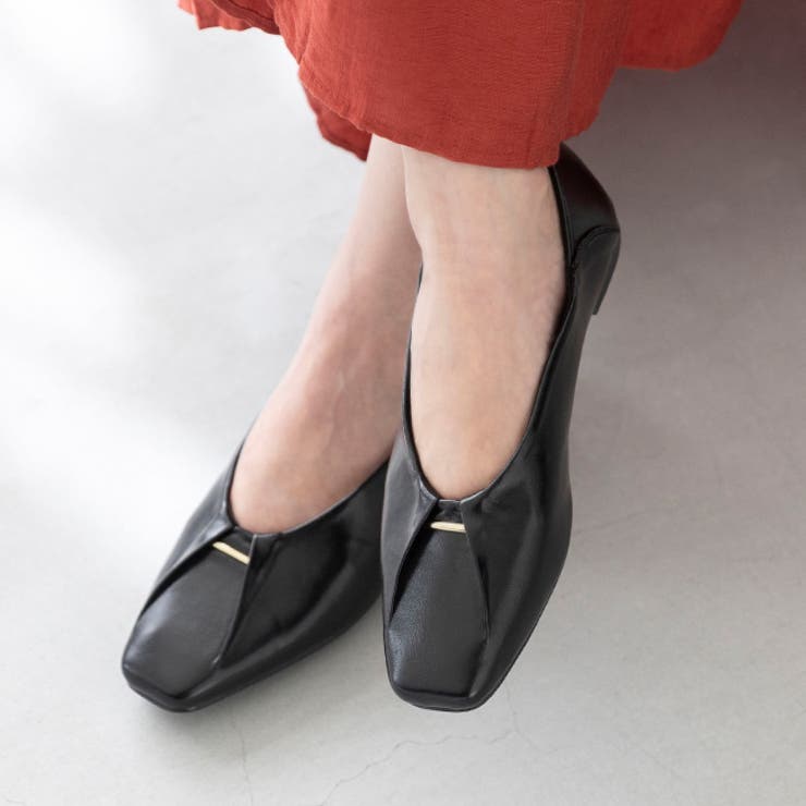 1020ブラックPU | パンプス ぺたんこ フラットシューズ | welleg