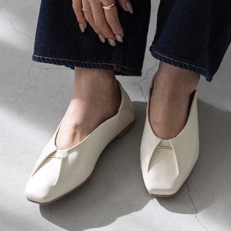 1001アイボリーPU | パンプス ぺたんこ フラットシューズ | welleg