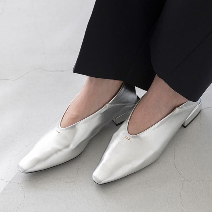 1140シルバーPU | パンプス バブーシュ スクエアトゥ | welleg