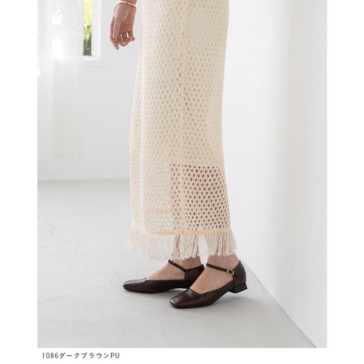 スクエアトゥ ストラップ 変形ヒール | welleg | 詳細画像8 