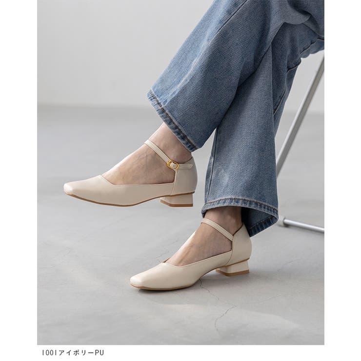 スクエアトゥ ストラップ 変形ヒール | welleg | 詳細画像14 