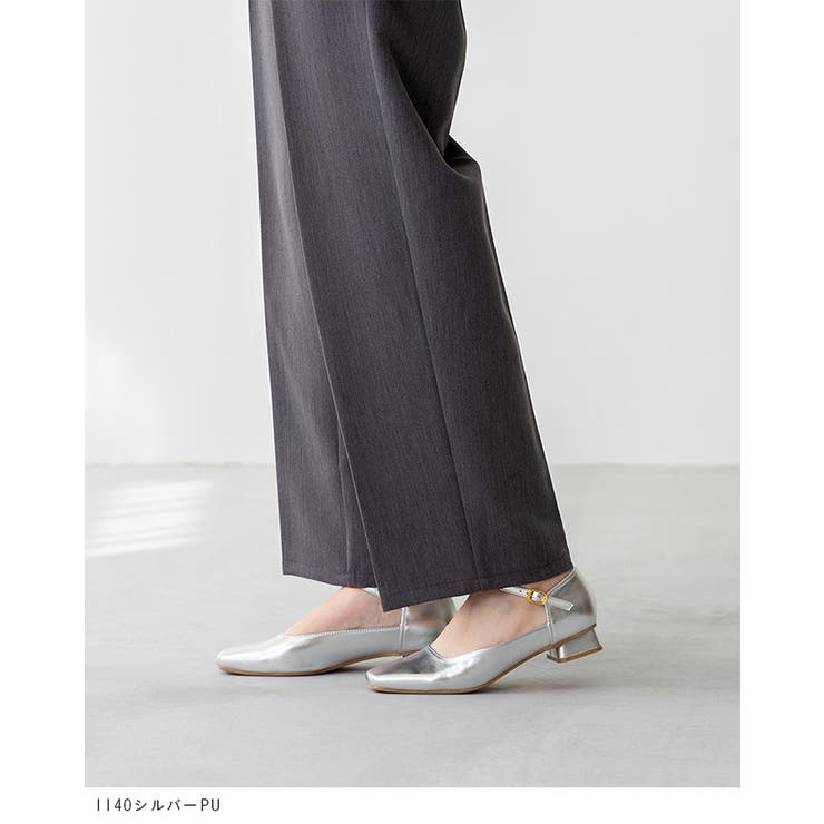 スクエアトゥ ストラップ 変形ヒール | welleg | 詳細画像16 