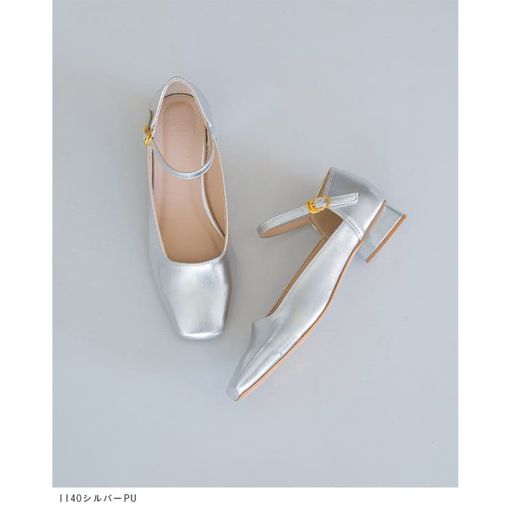 スクエアトゥ ストラップ 変形ヒール | welleg | 詳細画像18 