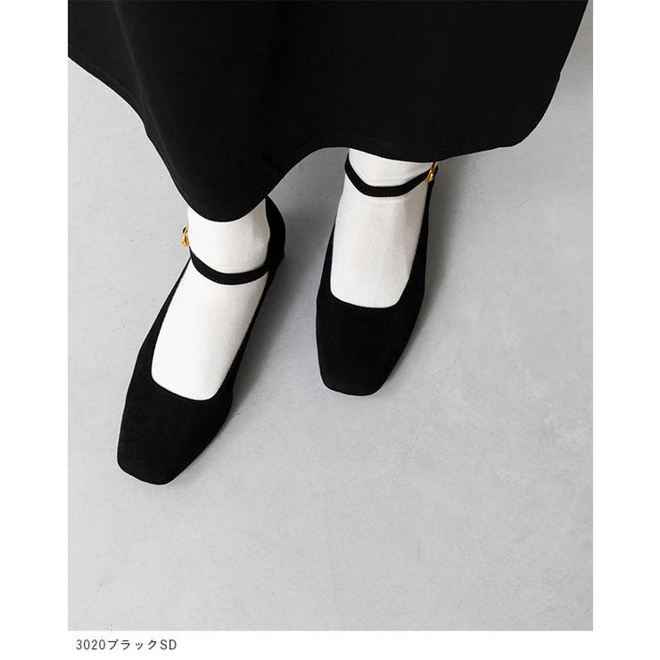 スクエアトゥ ストラップ 変形ヒール | welleg | 詳細画像20 