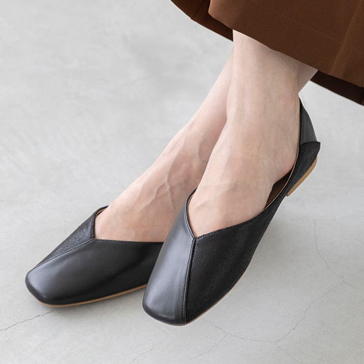 ブラックxラメ／スムース調 | スクエアトゥ 2wayバブーシュ レディース | welleg