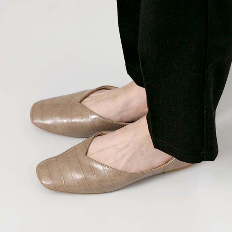 グレージュクロコ／スムース調 | スクエアトゥ 2wayバブーシュ レディース | welleg