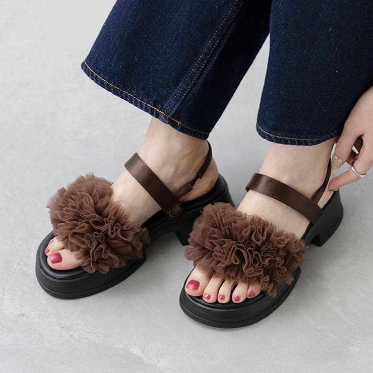 4084ブラウンチュール | サンダル レディース 厚底 | welleg