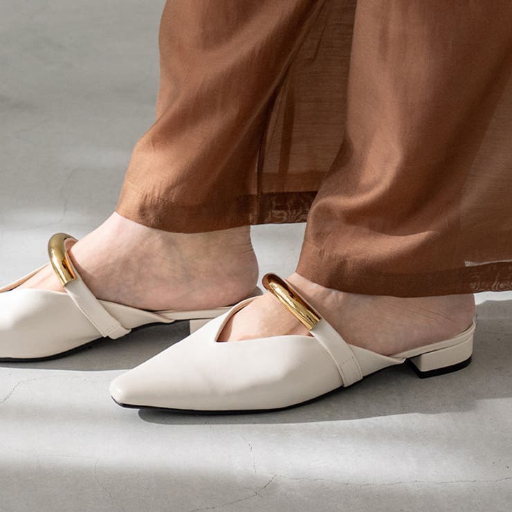 1001アイボリーPU | ミュール サンダル ミュールサンダル | welleg