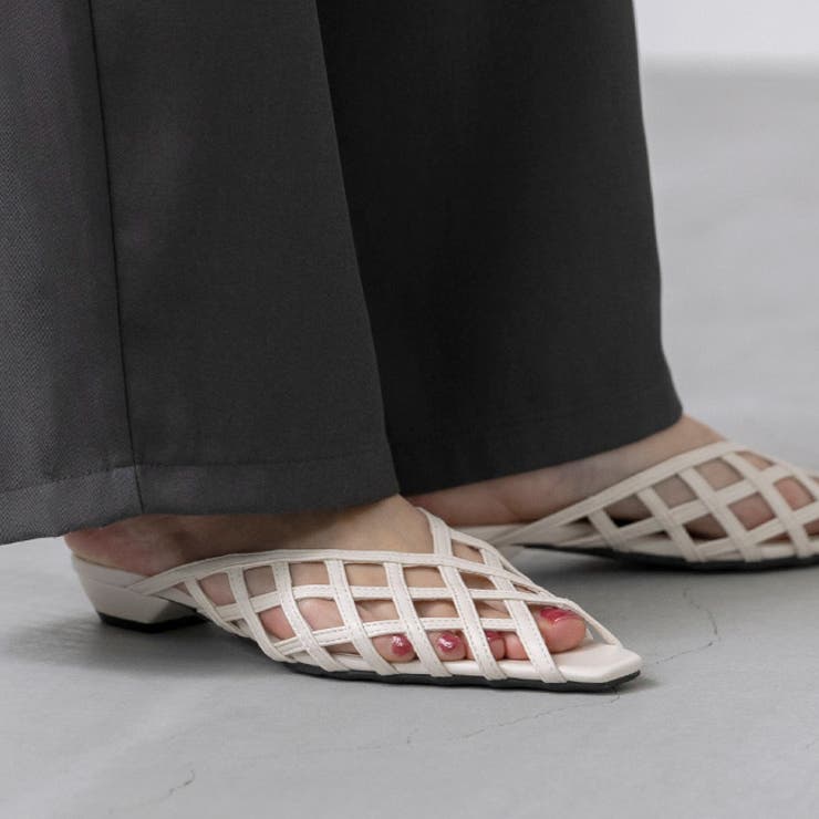 1001アイボリーPU | ミュール サンダル ミュールサンダル | welleg