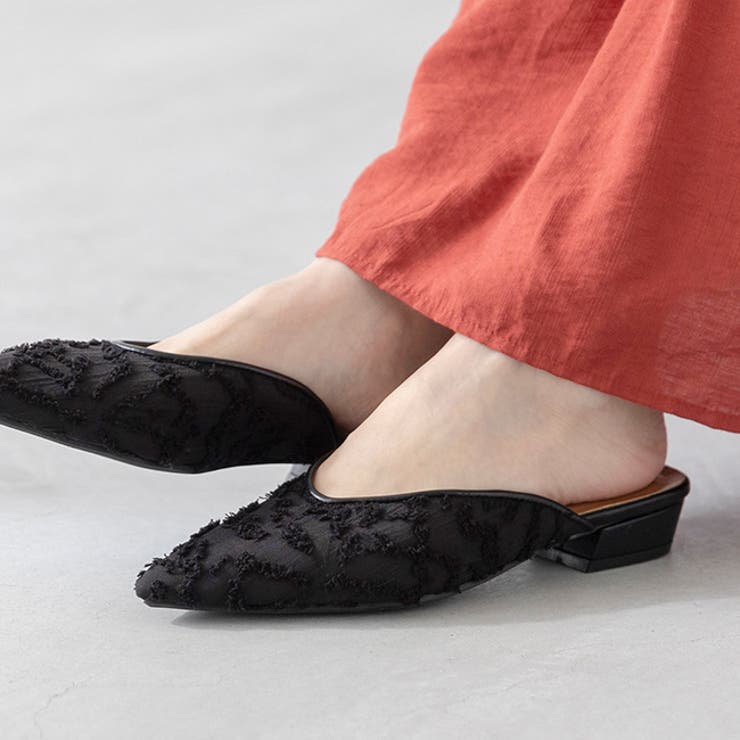 4020ブラックローズチュール | ミュール サンダル ミュールサンダル | welleg