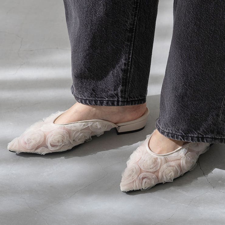 4219ブラックジャガードチュール | ミュール サンダル ミュールサンダル | welleg