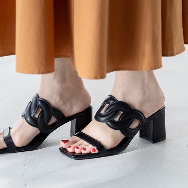 1020ブラックPU | ミュール サンダル ミュールサンダル | welleg