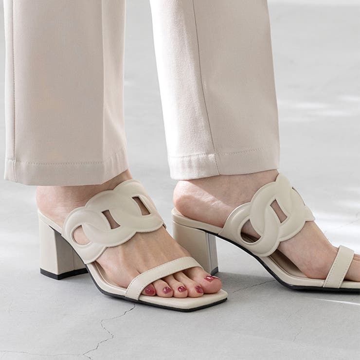 1001アイボリーPU | ミュール サンダル ミュールサンダル | welleg