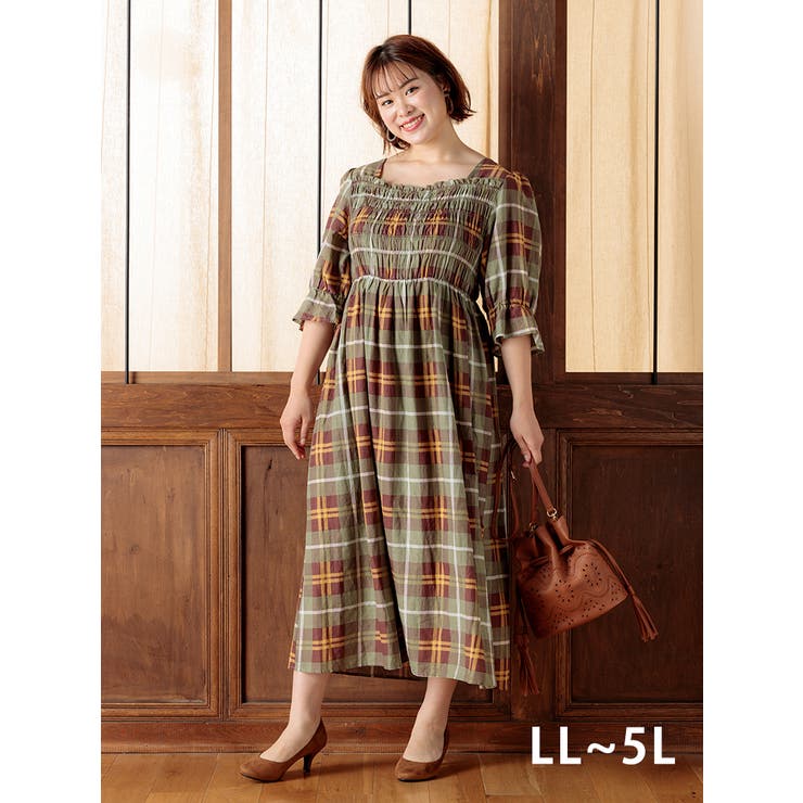 Ll 5l チェック柄シャーリングワンピース 品番 Plmw Re J Supure リジェイアンドスプル のレディースファッション通販 Shoplist ショップリスト