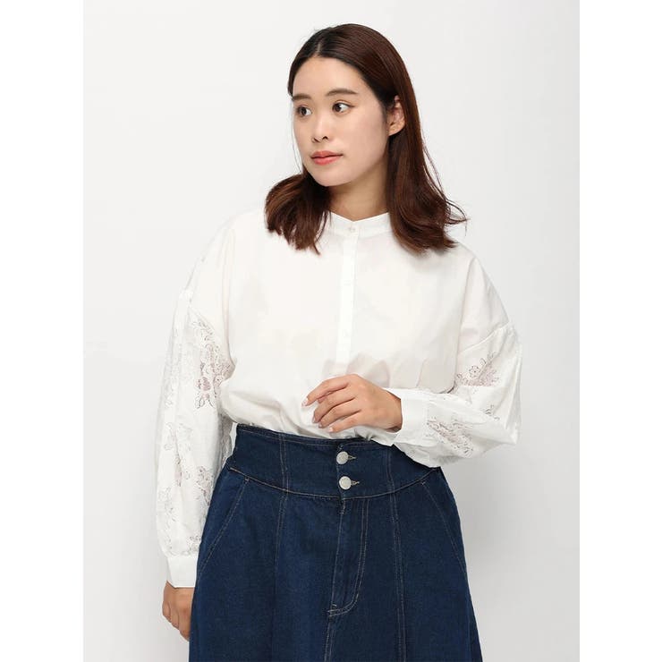 袖レースノーカラーブラウス 品番 Plmw Re J Supure リジェイアンドスプル のレディース ファッション通販 Shoplist ショップリスト