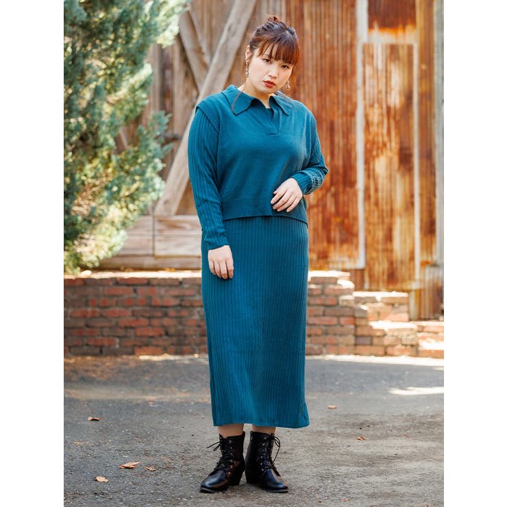 襟付きニットベスト リブニットワンピースアンサンブル 品番 Plmw Re J Supure リジェイアンドスプル のレディースファッション通販 Shoplist ショップリスト