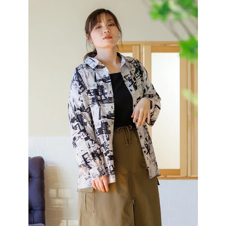 SET]タンクセット英字プリント総柄シャツ[品番：PLMW0011542
