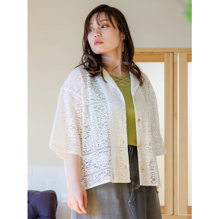 【人気商品！】 レース開襟シャツ[品番：PLMW0011791]｜Re-J＆SUPURE（リジェイ トップス