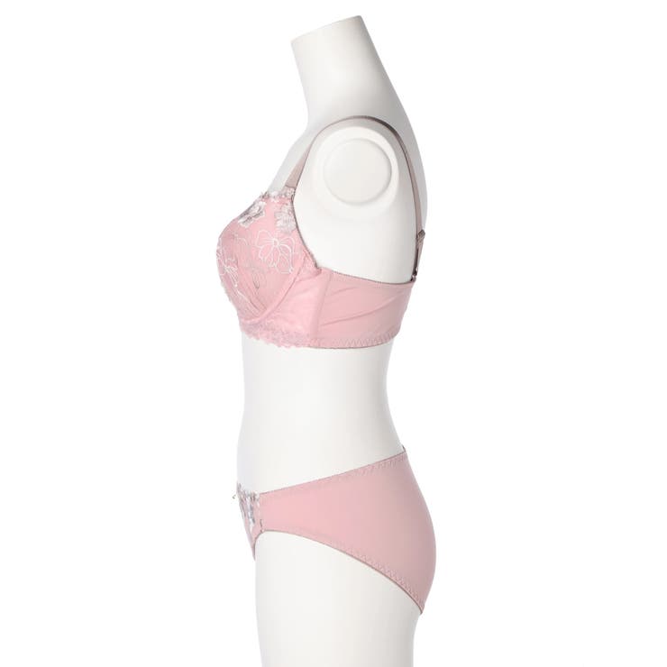 D85-I95]フラワーモチーフ刺繍ブラ＆ショーツ[モールドカップ