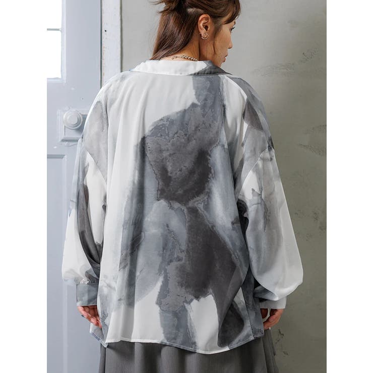 SET]ぼかし柄シアーシャツ×タンクトップ[品番：PLMW0012185]｜Re